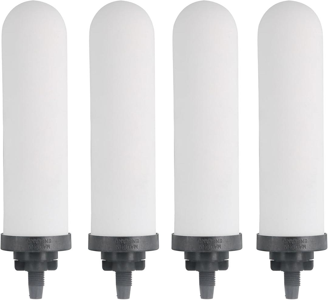 4PCS 7" Ceramic Filter, Replacement Filters Candle Activated Carbon for ProOne Countertop Gravity Water Filter System, Household Water Bucket,Water Cooler Filtration Systems