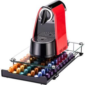 Rice rat Coffee Pod Storage Holder Capsules Originaline Drawer Organizer, Crystal Tempered Glass (60 pods)