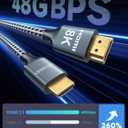 ARISKEEN 8K HDMI Cable 6FT 2-Pack, 48Gbps High Speed HDMI 2.1 Cable, 8K 60Hz, 4K 120Hz 144Hz Support for HDR 10, HDCP 2.2 2.3, eARC, DTS:X, Braided HDMI Cord Compatible with Laptop/HDTV - 6 Feet