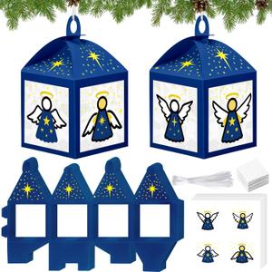 Yaomiao 16 Sets Angel Christmas Crafts Christmas Lanterns Angel Tissue Paper Easy Craft Kits Make Your Own Xmas Lanterns Kit Hanging Ornaments for Winter Xmas Tree Decoration