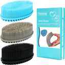 Silicone Body Scrubber Loofah - Set of 3 Soft Exfoliating Body Bath Shower Scrubber Loofah Brush for Sensitive Kids Women Men All Kinds of Skin(Black/Gray/Blue)