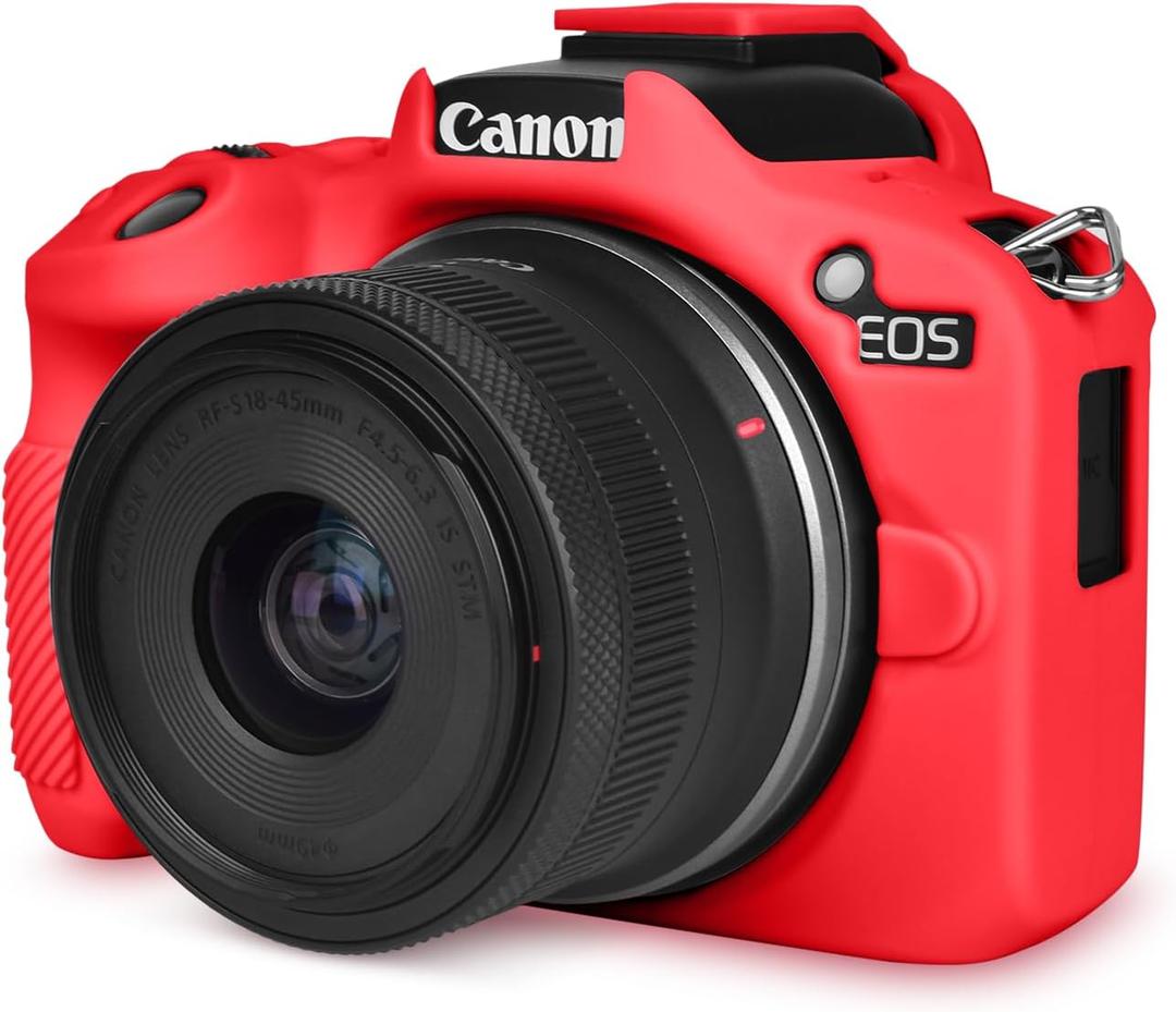 Rieibi EOSR50 EOS R50 Case, Soft Silicone Protective Case for Canon EOS R50 EOSR50 Vlogging Camera, Lightweight EOS R50 Camera Case Grip Cover Body Skin - Red