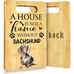 Dachshund Gifts Cutting Board, Gifts for Dachshund Lovers Women, Dog Kitchen Decor, Wiener Sausage Dog Decorative Bamboo Cutting Chopping Boards for Kitchen (11.2"L x 7.6"W)
