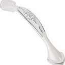 Solid Ivory Cabinet Hardware Handle Pull Lustrous Chrome Silver Flower Dresser Wardrobe Pull - 3.78" (96mm) Hole Centers, 5 Pack, Silver and Ivory