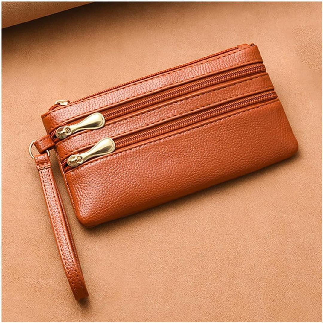 Coin PurseClutch Purses for Women Wallet Wristlet Small Wallet Purses Clutch Handbags Zipper Purse for Ladies Women Gifts (Brown)