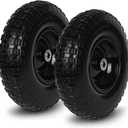 Taifa 2 PCS 13 Inch Rubber Solid Flat Free Replacement Tires and Wheels 4.00-6 with 5/8'' Axle Bore Hole, Air Less Wheel for Wheelbarrow/Wagon/Hand Truck/Trolley/Garden Scooter etc.