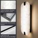 15.75" 2PCS Natural Marble Alabaster Wall Sconce Modern Hardwired Wall Light Fixture for Bedroom Marble Wall Sconce Natural Stone Material Wall Lamp for Stairs Suitable for Indoor Installation