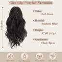 BARSDAR Claw Clip in Ponytail Extensions - 14 Inch Short Wavy Dark Brown Ponytail Hair Extensions for Women - Synthetic Claw Clip in Pony Tails Hairpieces Fake Pony Tails - Dark Brown