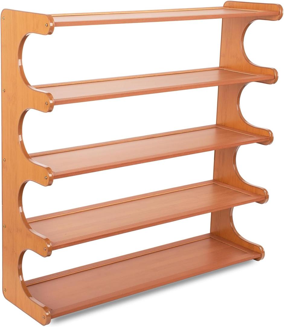 Shoe Rack,5 Tier Shoe Organizer Storage Shelf,Bamboo Narrow Shoe Closet,Small Space Shoe Rack,for Entryway Closet 26.77×7.48×25.98inch, 5 Tier-26.77" Wide