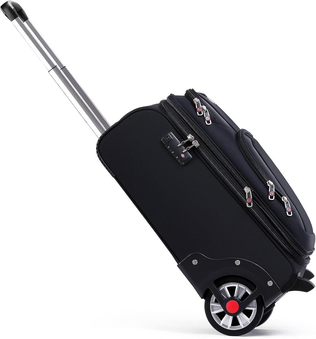 Laduga Softside Expandable Luggage with Large Steel Wheels Carry-On Luggage Suicase (Black, 21-Inch)