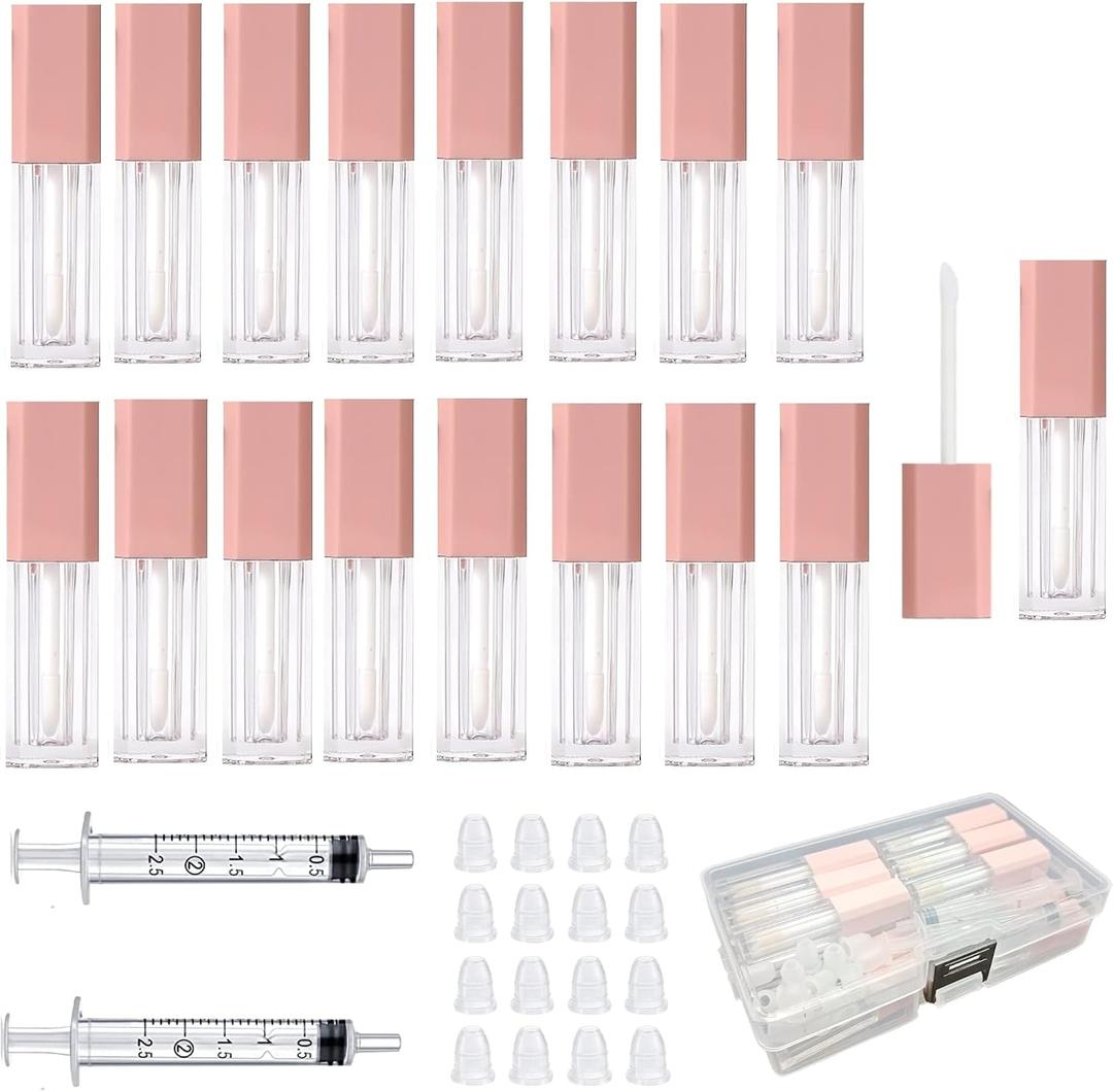 Mini Lip Gloss Tubes Empty With Wand Diy Lipgloss Making Kit For Small Businesses Pink Cute Containers Empty Lip Balm Tubes16PCS
