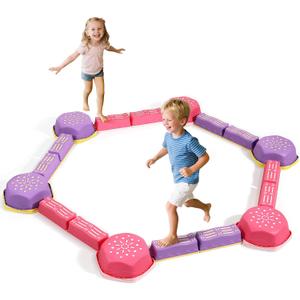 18 Pieces Non-Slip Balance Beam Stepping Stones for Kids 3 Years + Stackable Obstacle Course Balance Board for Toddlers Thicken Plastic Hold up 220LBS Indoor Outdoor Sensory Toy