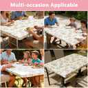 HOMOHEINI Rectangle Picnic Table Cloth, Elastic Waterproof Fitted Vinyl Tablecloths for 6 Foot Tables, Wipeable Flannel Backed Table Covers for Dining, Camping, Outdoor(Rose,36"x72")
