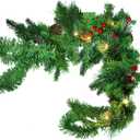 Christmas Wreath Led Lights and Artificial Berries Mailbox Swag for Holiday Home Decor Branch Garland for Front Door and Outdoor Decorations