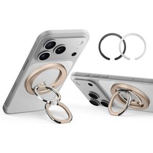 ESR for MagSafe Ring Holder, for MagSafe Phone Grip, Magnetic Phone Ring Holder, Magnetic Phone Grip with 2-Way Adjustable Stand for iPhone 17/16/15/14/13/12, S25, Pixel 10, Phone Accessories,Titanium