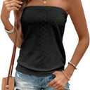 ZAFUL Women Satin Strapless Tube Tops Side Split Sleeveless Backless Bandeau Top Going Out Bustier Tops Silk Tank Top, XL (Black)