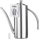 KSENDALO Premium Stainless Steel Olive Oil Dispenser (24oz/700mL) - Leakproof Kitchen Cruet & Olive Oil Bottle with Ergonomic ONE-Piece Body, Long Narrow Spout for Precision Pouring & Arc Handle