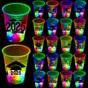 2025 Graduation Party Cups 40 Pack - Glow in The Dark 16oz Plastic Black Gold Cups for Indoor Outdoor Celebrations, Grad Party Supplies & Decorations, Class of 2025 Drinkware with Luminous Design