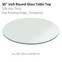 Glass Table Top: 36 inch Round 3/8 inch Thick Flat Polish Tempered
