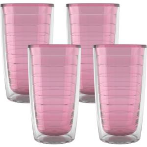 Tervis Clear & Colorful Tabletop Made in USA Double Walled Insulated Tumbler Travel Cup Keeps Drinks Cold & Hot, 16oz - 4pk, Pink Sand