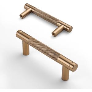 Asidrama 10 Pack 3 Inch(76mm) Dark Champagne Bronze Cabinet Pulls Knurled Cabinet Handles Cupboard Handles Gold Kitchen Cabinet Hardware for Cupboard Drawer Pulls (3" Hole Center)