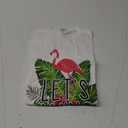 Let's Flamingle Hawaiian Tropical Floral Print Flamingo T-Shirt S