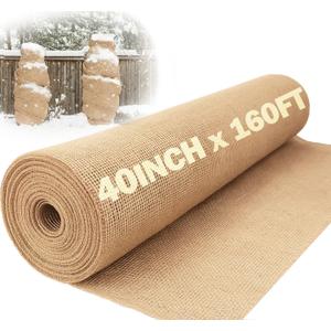 40" x 160 feet Burlap Fabric Roll – Multipurpose Burlap Tree Wrap, Natural Jute Garden Fabric for Outdoor Plant Cover, Weed Barrier Cloth, Landscaping, DIY Crafts, Gardening & Rustic Party Decor