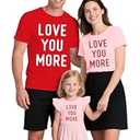 NEWKA Valentines Shirts Couples Matching Valentine T-Shirt Love You More Mommy and Me Tee Tops Pink, 1 Pc,  100-2T