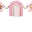 Baby Bouncer Toy Bar Wooden Compatible with Baby Bjorn Bouncers, Bouncer Toy Attachment, Tight and Secure Fit, So Fun to Watch, Touch and Spin for Babies All Ages (Pink Rainbow)