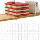 HBlife 24 Pack Clear Shelf Dividers, Vertical Purse Organizer for Closet Perfect for Sweater, Shirts, Handbags in Bedroom and Kitchen, Adjustable Acrylic Bookshelf for Organization