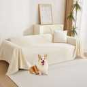 MYSKY HOME Couch Cover for Pets, Beige Couch Covers for 2 Cushion Couch Sofa, Sofa Slipcover Sectional L Shape Chenille Covers for Pets, Throw Couch for Dogs, Kids,71" X118"