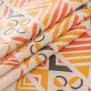 Waterproof Bohemian Tablecloth, 8 Foot Rectangle Fabric Orange Colorful Table Cloth with Soft Cotton Tassels, Farmhouse Vintage Dining Table Cover for Indoor Outdoor Use