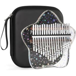 Beveetio Clear Kalimba Thumb Piano With Eva Protective Case, Transparent Crystal Kalimba 17 Key, Musical Instrument Gifts, Rainbow Star Finger Piano, Acrylic Mbira