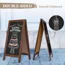 Wooden A-Frame Sign, Magnetic 40" x 20" Brown Chalk Board Sign Board, Double-Sided Sandwich Board Signs Outdoor, Chalkboard Easel, Menu Board for Restaurant, Business or Wedding