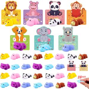 Mochi Squishy Toys, 28pcs Mini Kawaii Squishies Party Favors for Kids, Valentines Gifts Fidget Sensory Treasure Box Toys for Classroom Prizes Pinata Goodie Bags Xmas Stocking Stuffers