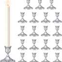 Candlestick Holders Taper Candle Holders, 24PCS Silver Candle Holder Set for Table Centerpiece, Vintage Candle Stand for Table Centerpieces, Home Decor,Weddings,Festival and Parties (24, Silver)
