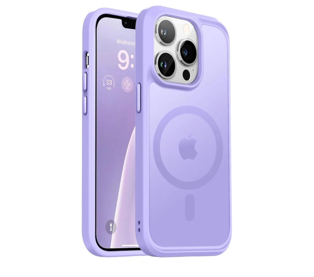 Vooii for iPhone 13 Pro Phone Case,[Compatible with Magsafe] Translucent Matte Shockproof Women Men Girl Protective Case Cover for iPhone 13 Pro (ONLY) 6.1", Light Purple, Pack Of 2