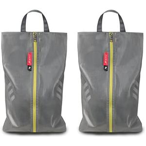 pack all Plus-Sized Shoe Bag for Travel, Water-Resistant Shoe Pouch for Gym, Odor-Resistant Soccer Cleats Bag for Sport (Grey, 2-Pack)