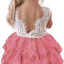 Topmaker Backless A-line Lace Back Flower Girl Dress (6-12 Months, Dusty-rose)