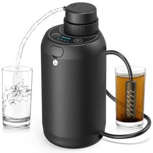 Electric Portable Water Filter - 0.01 Micron 5-Stage Water Purifier Survival with Emergency Lighting Water Purification System for Camping Backpacking Hiking Travel - BK-2000 (Black)