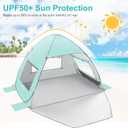 TOBTOS UPF 50+ Pop Up Beach Tent, Easy Set Up Beach Umbrella, Sun Shelter for 2-3 People UV Protection Portable Sunshade, Baby Canopy Cabana, Lightweight with Carry Bag, 63"L x 49.6"W x 50"H