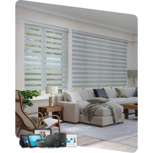 Yoolax Motorized Blinds with Remote, Electric Zebra Blinds for Indoor Windows, Room Darkening Smart Shades with Voice Control, Compatible with Alexa Google Home, APP Control, 38" W x 72" H, Grey