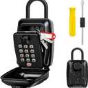 Key Lock Box for Outside, Sturdy Waterproof Hanging Lock Box for House Key, 12-Digit Combination Resettable Large Capacity Security Lockbox for Home, Garage, Office, Warehouse (Hanging Hook-Black)