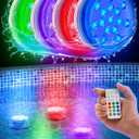 Yankee Submersible Pool Lights, Waterproof 15 Submersible LED Underwater Lights with Remote, 16 Colors, 3 Flash Modes, Timer, w/Suction Cups, Magnet, for Inground Pool (4 pcs)