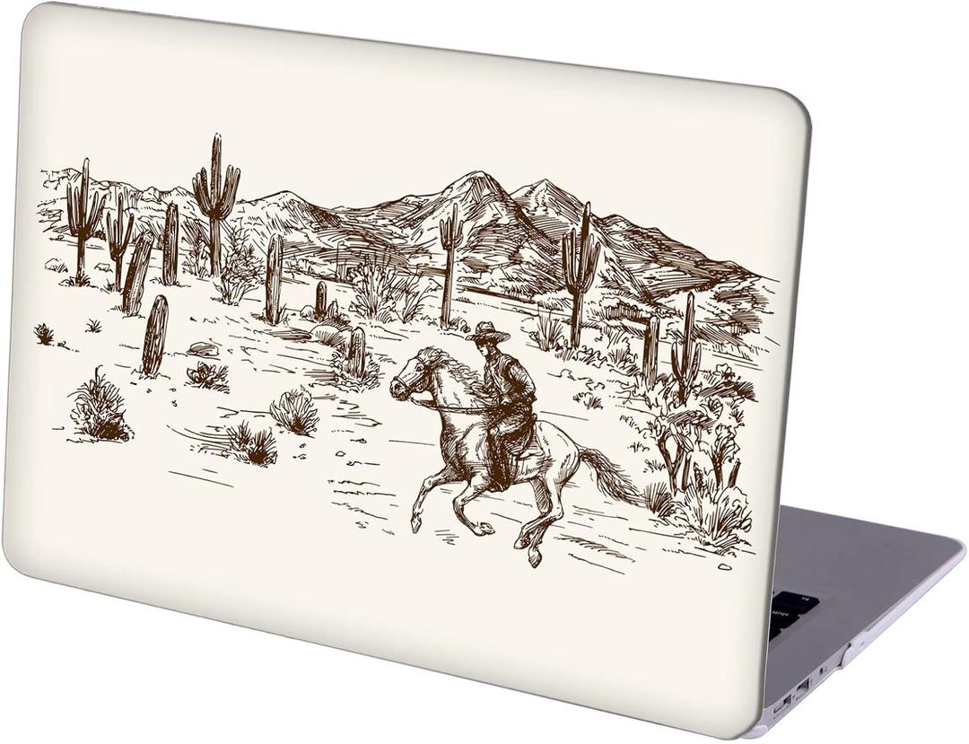 Case Compatible with MacBook MacBook Air 13 inch, Hard Protective Shell with Keyboard Cover ( A1369 A1466, 2010-2017 Release) - Wild West Desert Cowboys-2