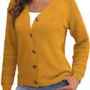 REDHOTYPE Women's Cardigans Sweater Casual Long Sleeve Open Front Cardigan Button Down Knit Chunky Outwear Coats M