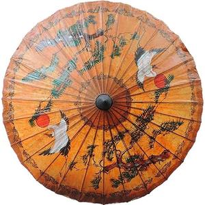 Bestage 33.5" Chinese Japanese Handmade Oil Paper Umbrellas Parasol,Thai Asian Fairy Crane Painted Decoration Umbrellas for Parties Photography Costumes and Other Events（1 PCS