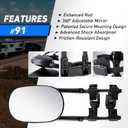 Extended Towing Mirrors, Universal Clip-On Side Mirror Extensions for Pickups, RVs, and Trailers, Tow Mirrors with Extenders (Model MG91) (Black)