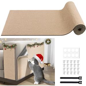 Cat Scratching Furniture Protector Self Adhesive Trimmable Protective Sofa Carpet Leather Furniture Pad Replacement for Cat Tree Shelves DIY Pet Scratch Protector (Khaki, 15.7"x78.7")