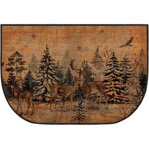 Demissle Fireplace Hearth Rug Fireplace Mats Cabin Southwestern Fireproof Fire Resistant Rug for Wood Stove Floor for Kitchen Indoor Outdoor(Forest Deer,27 x 48 Inch)